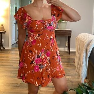 Forever 21 brown floral print dress. M